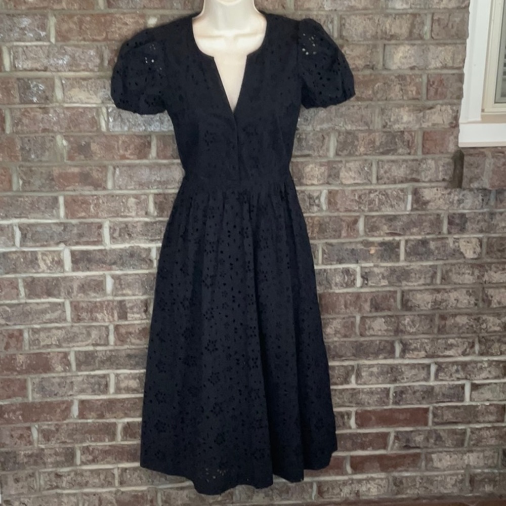 NWT J.CREW black short-sleeved dress with pockets and v neck - Picture 2 of 14